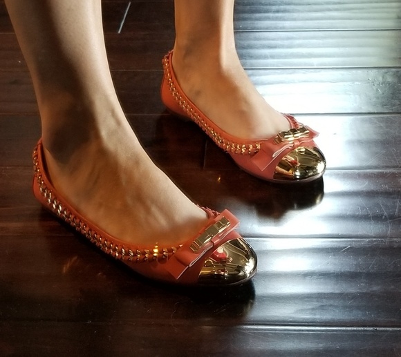 Jeffrey Campbell orange and gold flats - Picture 7 of 7